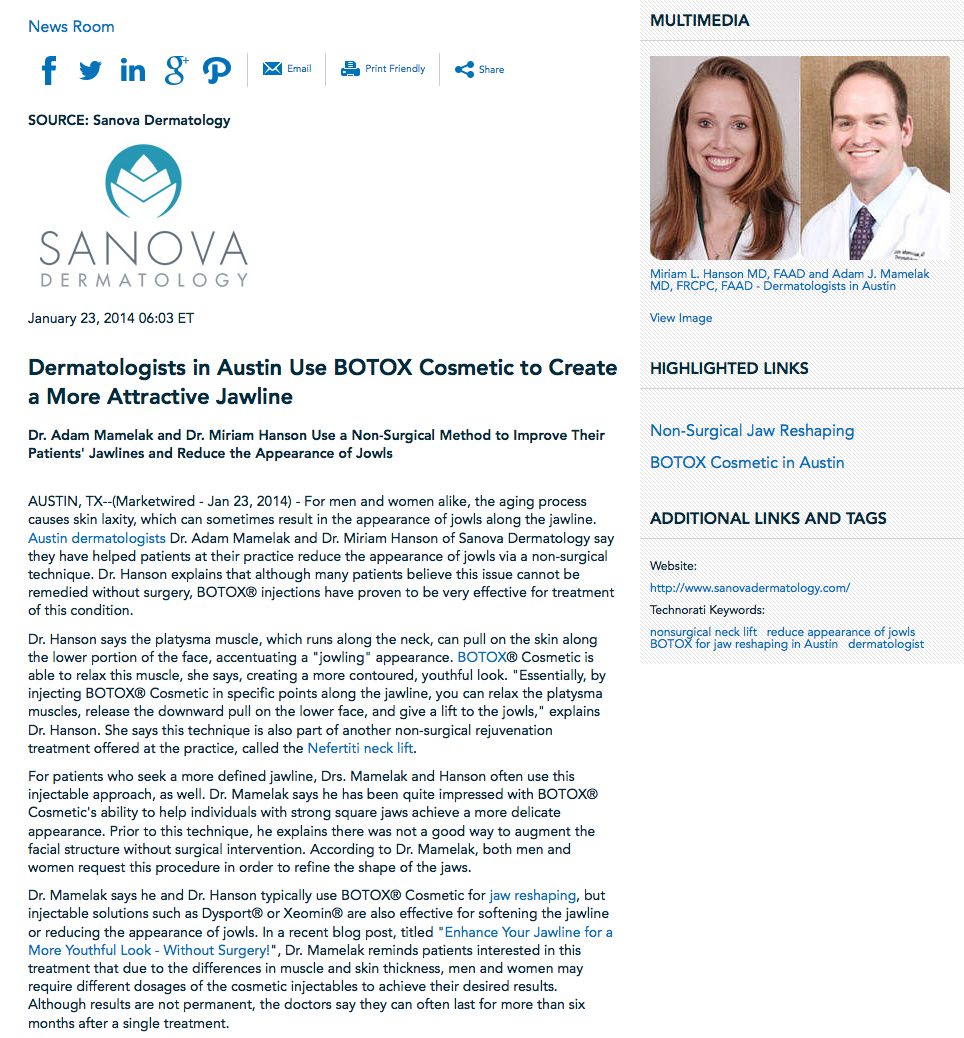 Dermatologists in Austin Use BOTOX® Cosmetic to Create a More Attractive Jawline